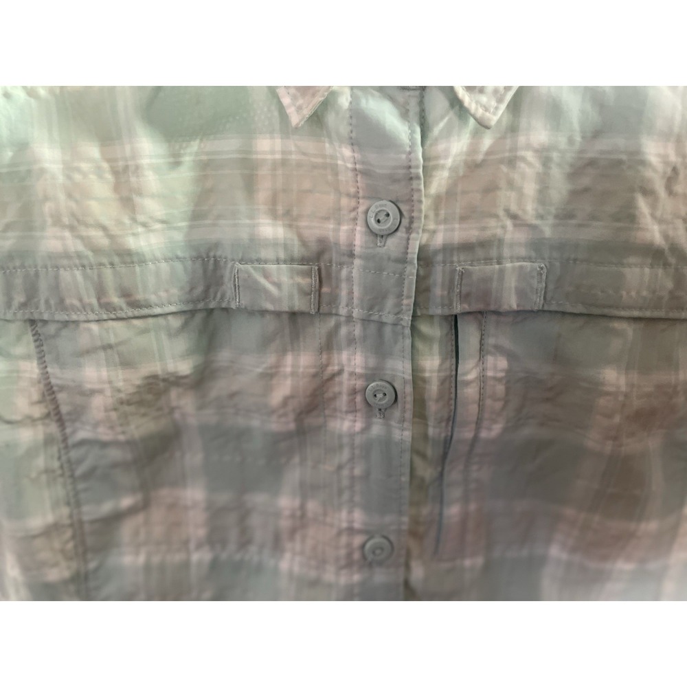 LL Bean Tropicwear Shirt Women's Sm Short Sleeve Fishing Vented Green Plaid - Picture 5 of 7